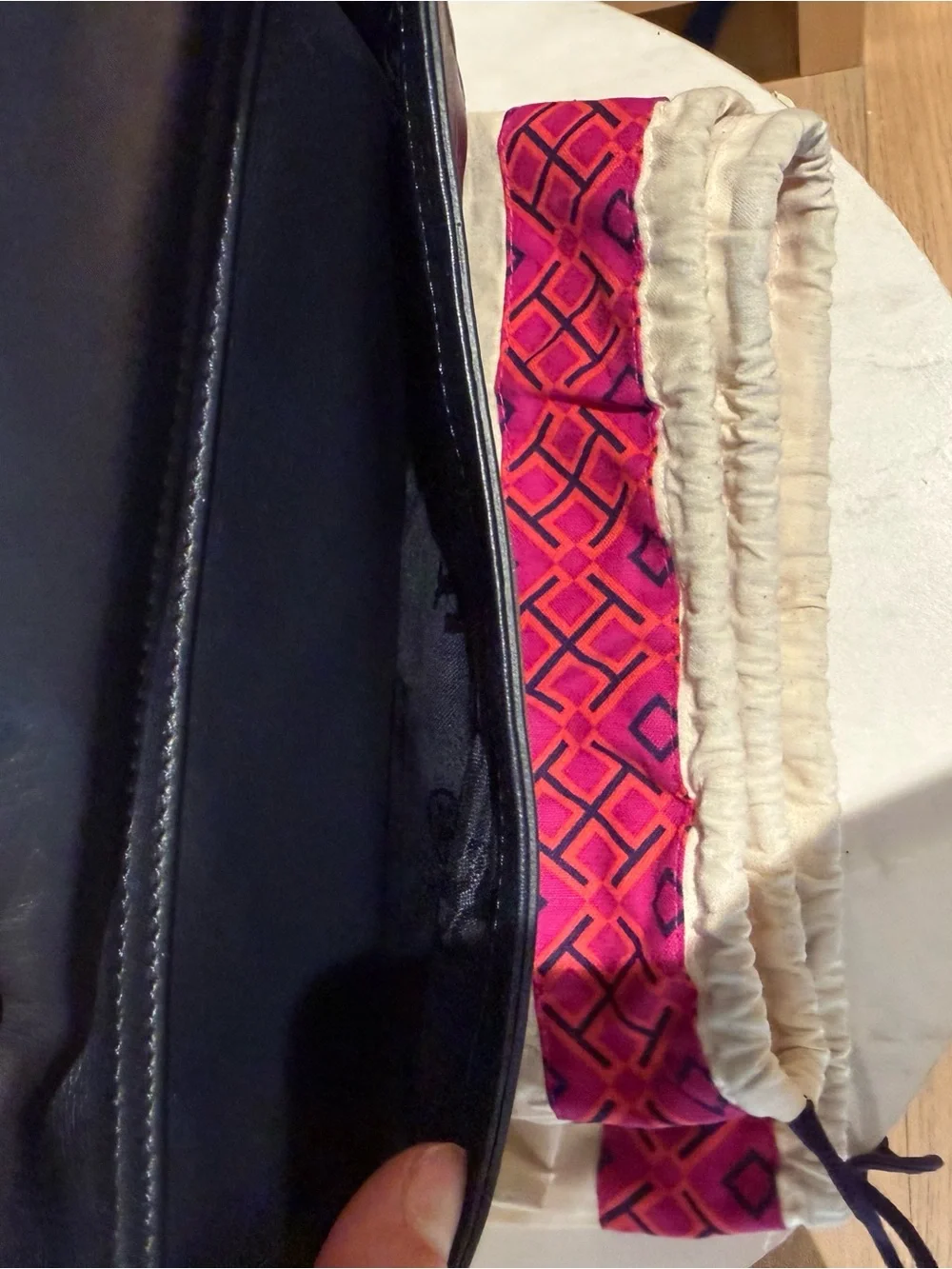Tory Burch Priscilla Leather Shoulder Bag in navy blue